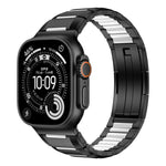 Correia de relógio em aço inoxidável com incrustação de borracha multifacetada, para Apple Watch 46mm / 49mm / 45mm / 44mm, para Apple Watch 42mm / 41mm / 40mm / 38mm