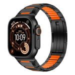 Correia de relógio em aço inoxidável com incrustação de borracha multifacetada, para Apple Watch 46mm / 49mm / 45mm / 44mm, para Apple Watch 42mm / 41mm / 40mm / 38mm