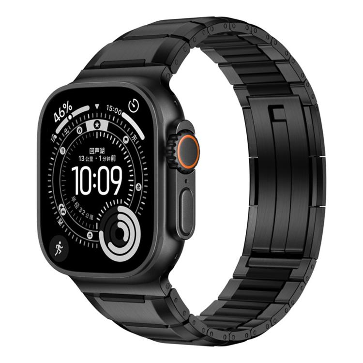 Correia de relógio em aço inoxidável com incrustação de borracha multifacetada, para Apple Watch 46mm / 49mm / 45mm / 44mm, para Apple Watch 42mm / 41mm / 40mm / 38mm