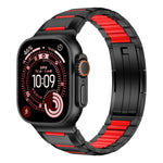 Correia de relógio em aço inoxidável com incrustação de borracha multifacetada, para Apple Watch 46mm / 49mm / 45mm / 44mm, para Apple Watch 42mm / 41mm / 40mm / 38mm