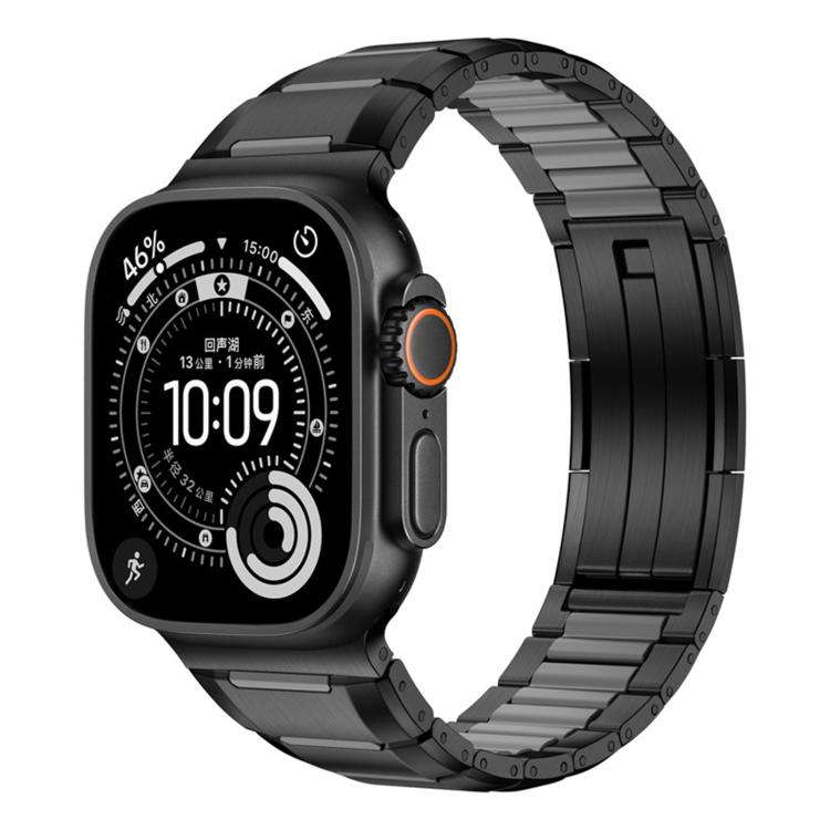 Correia de relógio em aço inoxidável com incrustação de borracha multifacetada, para Apple Watch 46mm / 49mm / 45mm / 44mm, para Apple Watch 42mm / 41mm / 40mm / 38mm