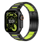 Correia de relógio em aço inoxidável com incrustação de borracha multifacetada, para Apple Watch 46mm / 49mm / 45mm / 44mm, para Apple Watch 42mm / 41mm / 40mm / 38mm