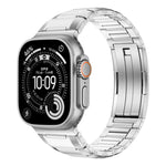 Correia de relógio em aço inoxidável com incrustação de borracha multifacetada, para Apple Watch 46mm / 49mm / 45mm / 44mm, para Apple Watch 42mm / 41mm / 40mm / 38mm