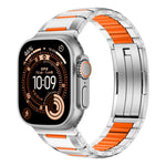 Correia de relógio em aço inoxidável com incrustação de borracha multifacetada, para Apple Watch 46mm / 49mm / 45mm / 44mm, para Apple Watch 42mm / 41mm / 40mm / 38mm