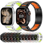 Correia de relógio em aço inoxidável com incrustação de borracha multifacetada, para Apple Watch 46mm / 49mm / 45mm / 44mm, para Apple Watch 42mm / 41mm / 40mm / 38mm