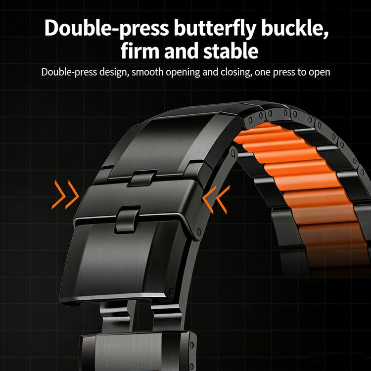 Correia de relógio em aço inoxidável com incrustação de borracha multifacetada, para Apple Watch 46mm / 49mm / 45mm / 44mm, para Apple Watch 42mm / 41mm / 40mm / 38mm