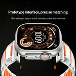 Correia de relógio em aço inoxidável com incrustação de borracha multifacetada, para Apple Watch 46mm / 49mm / 45mm / 44mm, para Apple Watch 42mm / 41mm / 40mm / 38mm