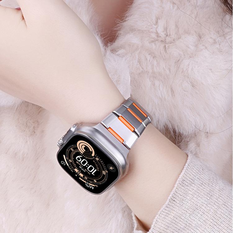Correia de relógio em aço inoxidável com incrustação de borracha multifacetada, para Apple Watch 46mm / 49mm / 45mm / 44mm, para Apple Watch 42mm / 41mm / 40mm / 38mm