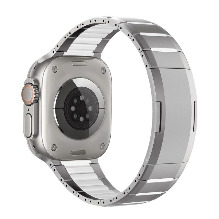 Correia de relógio em aço inoxidável bicolor curva com fecho lateral de libertação rápida, para Apple Watch 49mm / 46mm / 45mm / 44mm, para Apple Watch 42mm / 41mm / 40mm / 38mm