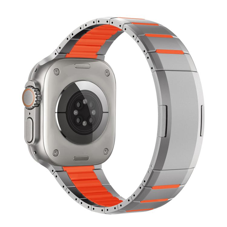 Correia de relógio em aço inoxidável bicolor curva com fecho lateral de libertação rápida, para Apple Watch 49mm / 46mm / 45mm / 44mm, para Apple Watch 42mm / 41mm / 40mm / 38mm