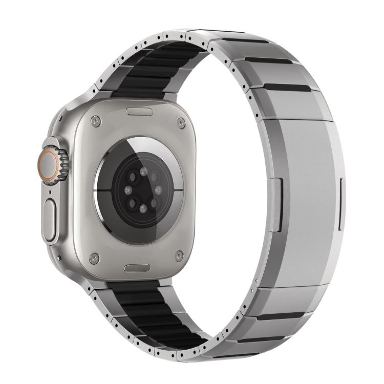 Correia de relógio em aço inoxidável bicolor curva com fecho lateral de libertação rápida, para Apple Watch 49mm / 46mm / 45mm / 44mm, para Apple Watch 42mm / 41mm / 40mm / 38mm