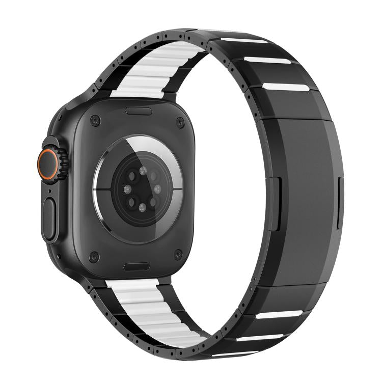 Correia de relógio em aço inoxidável bicolor curva com fecho lateral de libertação rápida, para Apple Watch 49mm / 46mm / 45mm / 44mm, para Apple Watch 42mm / 41mm / 40mm / 38mm