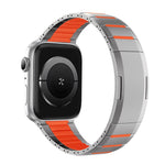 Correia de relógio em aço inoxidável bicolor curva com fecho lateral de libertação rápida, para Apple Watch 49mm / 46mm / 45mm / 44mm, para Apple Watch 42mm / 41mm / 40mm / 38mm