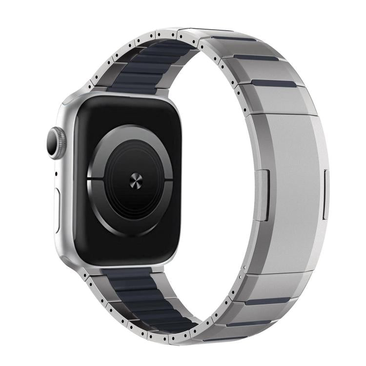 Correia de relógio em aço inoxidável bicolor curva com fecho lateral de libertação rápida, para Apple Watch 49mm / 46mm / 45mm / 44mm, para Apple Watch 42mm / 41mm / 40mm / 38mm