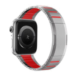 Correia de relógio em aço inoxidável bicolor curva com fecho lateral de libertação rápida, para Apple Watch 49mm / 46mm / 45mm / 44mm, para Apple Watch 42mm / 41mm / 40mm / 38mm