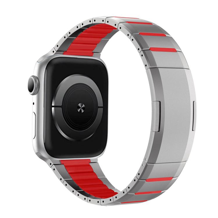 Correia de relógio em aço inoxidável bicolor curva com fecho lateral de libertação rápida, para Apple Watch 49mm / 46mm / 45mm / 44mm, para Apple Watch 42mm / 41mm / 40mm / 38mm
