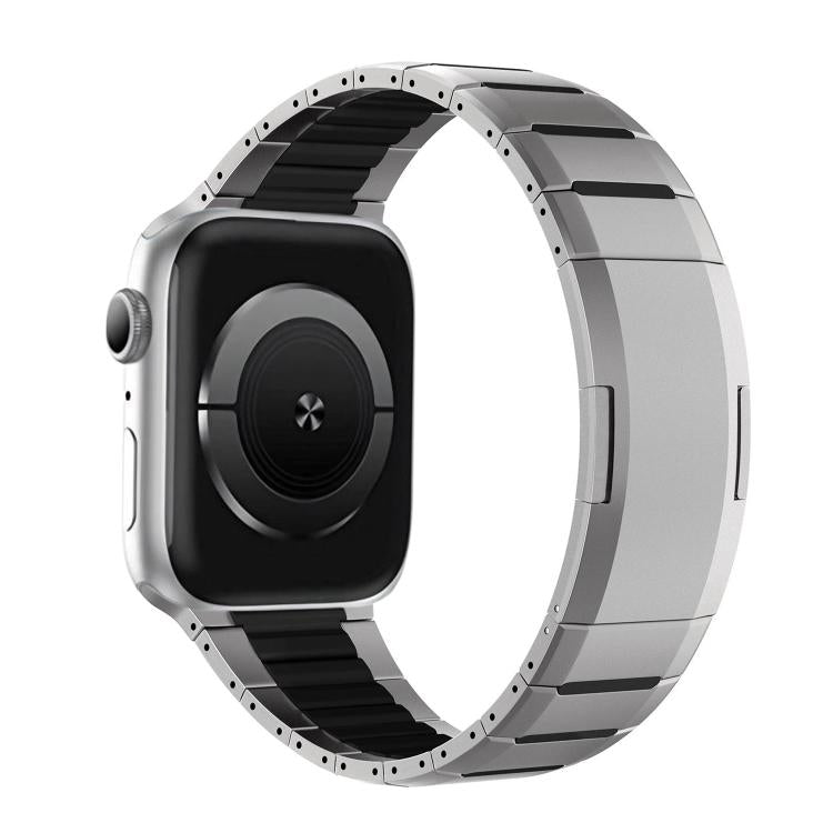 Correia de relógio em aço inoxidável bicolor curva com fecho lateral de libertação rápida, para Apple Watch 49mm / 46mm / 45mm / 44mm, para Apple Watch 42mm / 41mm / 40mm / 38mm