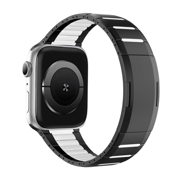 Correia de relógio em aço inoxidável bicolor curva com fecho lateral de libertação rápida, para Apple Watch 49mm / 46mm / 45mm / 44mm, para Apple Watch 42mm / 41mm / 40mm / 38mm
