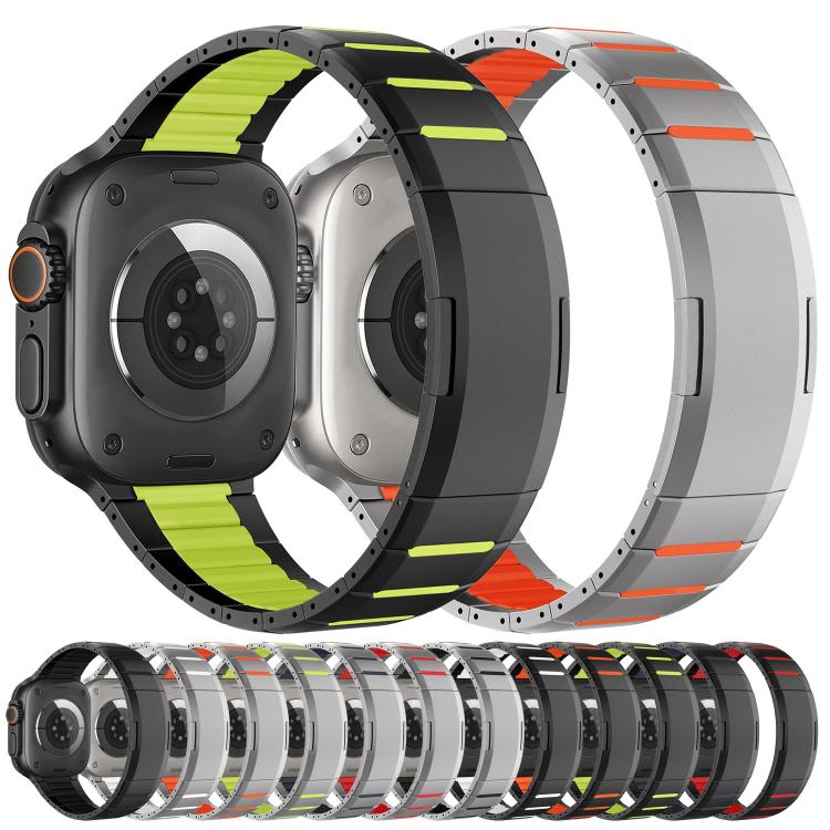 Correia de relógio em aço inoxidável bicolor curva com fecho lateral de libertação rápida, para Apple Watch 49mm / 46mm / 45mm / 44mm, para Apple Watch 42mm / 41mm / 40mm / 38mm