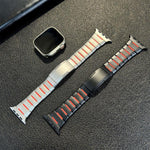 Correia de relógio em aço inoxidável bicolor curva com fecho lateral de libertação rápida, para Apple Watch 49mm / 46mm / 45mm / 44mm, para Apple Watch 42mm / 41mm / 40mm / 38mm