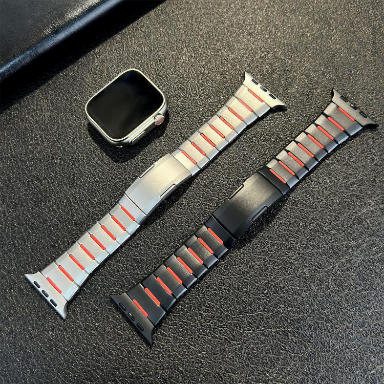 Correia de relógio em aço inoxidável bicolor curva com fecho lateral de libertação rápida, para Apple Watch 49mm / 46mm / 45mm / 44mm, para Apple Watch 42mm / 41mm / 40mm / 38mm