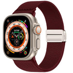 Correia de relógio em nylon elástico com fivela magnética dupla, para Apple Watch 49mm / 46mm / 45mm / 44mm, para Apple Watch 42mm / 41mm / 40mm / 38mm