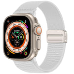 Correia de relógio em nylon elástico com fivela magnética dupla, para Apple Watch 49mm / 46mm / 45mm / 44mm, para Apple Watch 42mm / 41mm / 40mm / 38mm