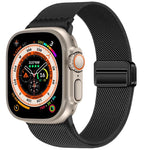 Correia de relógio em nylon elástico com fivela magnética dupla, para Apple Watch 49mm / 46mm / 45mm / 44mm, para Apple Watch 42mm / 41mm / 40mm / 38mm