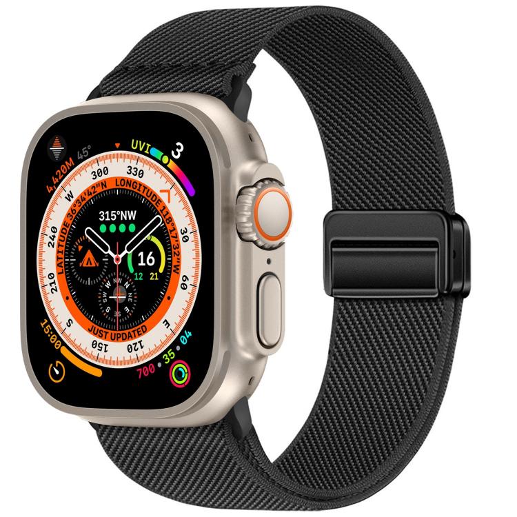 Correia de relógio em nylon elástico com fivela magnética dupla, para Apple Watch 49mm / 46mm / 45mm / 44mm, para Apple Watch 42mm / 41mm / 40mm / 38mm