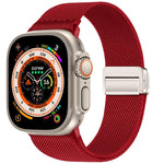 Correia de relógio em nylon elástico com fivela magnética dupla, para Apple Watch 49mm / 46mm / 45mm / 44mm, para Apple Watch 42mm / 41mm / 40mm / 38mm