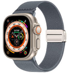 Correia de relógio em nylon elástico com fivela magnética dupla, para Apple Watch 49mm / 46mm / 45mm / 44mm, para Apple Watch 42mm / 41mm / 40mm / 38mm