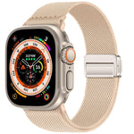 Correia de relógio em nylon elástico com fivela magnética dupla, para Apple Watch 49mm / 46mm / 45mm / 44mm, para Apple Watch 42mm / 41mm / 40mm / 38mm