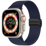 Correia de relógio em nylon elástico com fivela magnética dupla, para Apple Watch 49mm / 46mm / 45mm / 44mm, para Apple Watch 42mm / 41mm / 40mm / 38mm