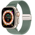 Correia de relógio em nylon elástico com fivela magnética dupla, para Apple Watch 49mm / 46mm / 45mm / 44mm, para Apple Watch 42mm / 41mm / 40mm / 38mm