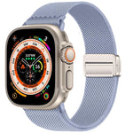 Correia de relógio em nylon elástico com fivela magnética dupla, para Apple Watch 49mm / 46mm / 45mm / 44mm, para Apple Watch 42mm / 41mm / 40mm / 38mm