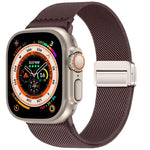 Correia de relógio em nylon elástico com fivela magnética dupla, para Apple Watch 49mm / 46mm / 45mm / 44mm, para Apple Watch 42mm / 41mm / 40mm / 38mm