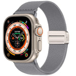 Correia de relógio em nylon elástico com fivela magnética dupla, para Apple Watch 49mm / 46mm / 45mm / 44mm, para Apple Watch 42mm / 41mm / 40mm / 38mm