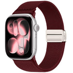 Correia de relógio em nylon elástico com fivela magnética dupla, para Apple Watch 49mm / 46mm / 45mm / 44mm, para Apple Watch 42mm / 41mm / 40mm / 38mm