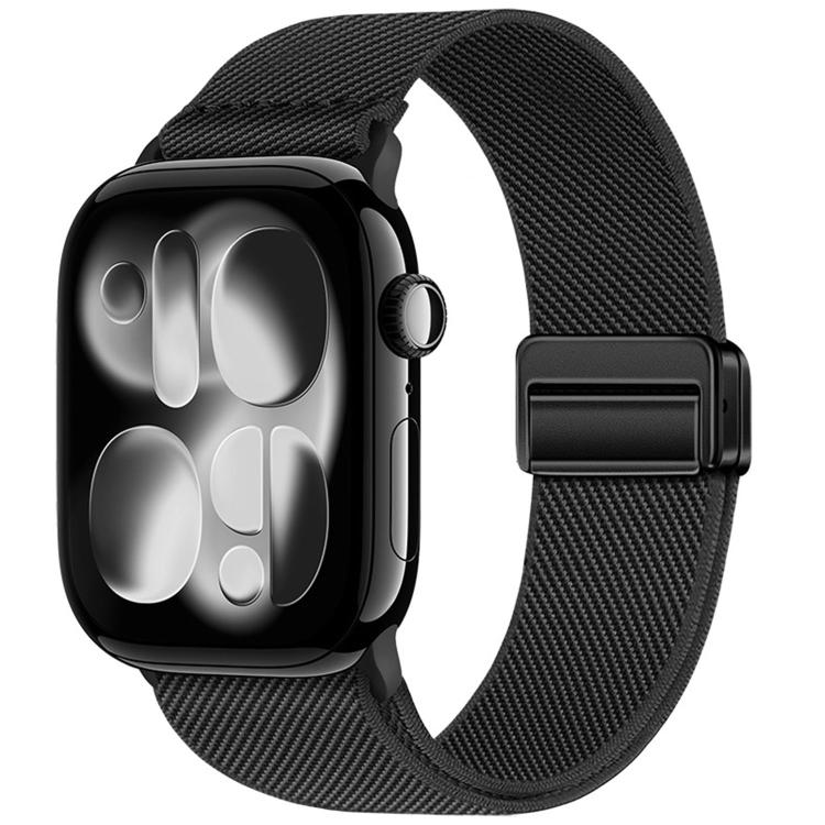 Correia de relógio em nylon elástico com fivela magnética dupla, para Apple Watch 49mm / 46mm / 45mm / 44mm, para Apple Watch 42mm / 41mm / 40mm / 38mm