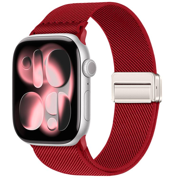 Correia de relógio em nylon elástico com fivela magnética dupla, para Apple Watch 49mm / 46mm / 45mm / 44mm, para Apple Watch 42mm / 41mm / 40mm / 38mm