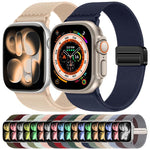 Correia de relógio em nylon elástico com fivela magnética dupla, para Apple Watch 49mm / 46mm / 45mm / 44mm, para Apple Watch 42mm / 41mm / 40mm / 38mm