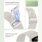 Correia de relógio em nylon elástico com fivela magnética dupla, para Apple Watch 49mm / 46mm / 45mm / 44mm, para Apple Watch 42mm / 41mm / 40mm / 38mm