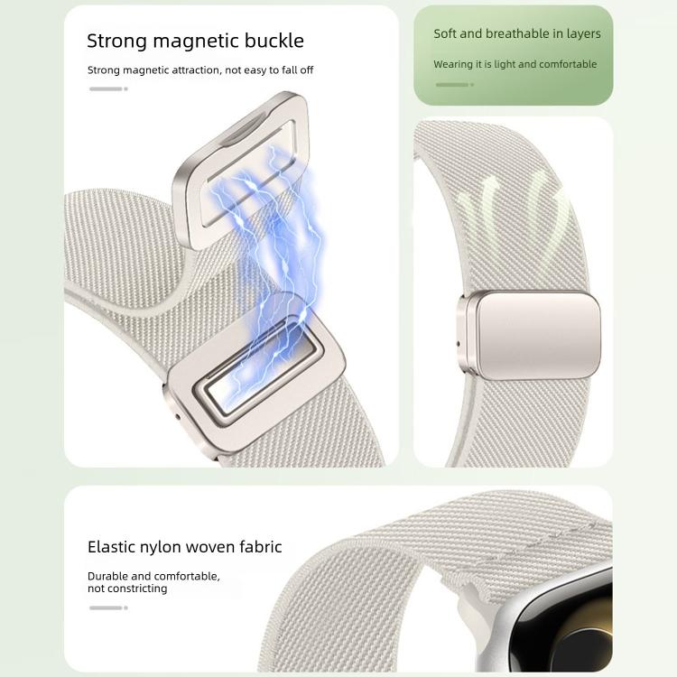 Correia de relógio em nylon elástico com fivela magnética dupla, para Apple Watch 49mm / 46mm / 45mm / 44mm, para Apple Watch 42mm / 41mm / 40mm / 38mm