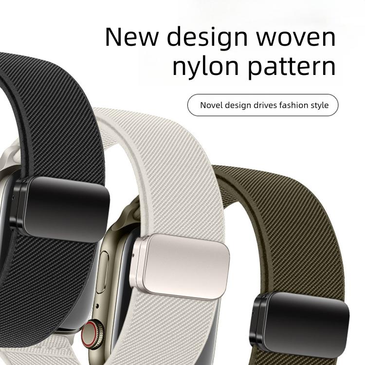 Correia de relógio em nylon elástico com fivela magnética dupla, para Apple Watch 49mm / 46mm / 45mm / 44mm, para Apple Watch 42mm / 41mm / 40mm / 38mm