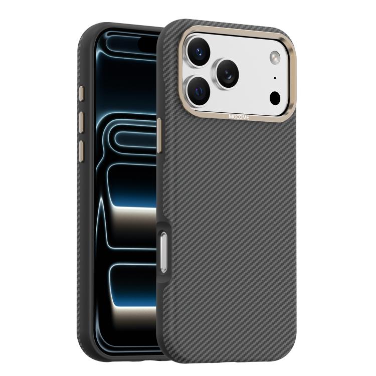 Capa de Telemóvel Magnética Resistente a Choques com Textura de Fibra de Carbono Kevlar Mocome, Para iPhone 17 Pro Max