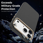 Capa de Telemóvel Magnética Resistente a Choques com Textura de Fibra de Carbono Kevlar Mocome, Para iPhone 17 Pro Max