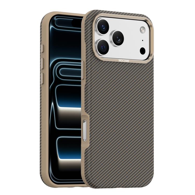 Capa de Telemóvel Magnética Resistente a Choques com Textura de Fibra de Carbono Kevlar Mocome, Para iPhone 17 Pro Max