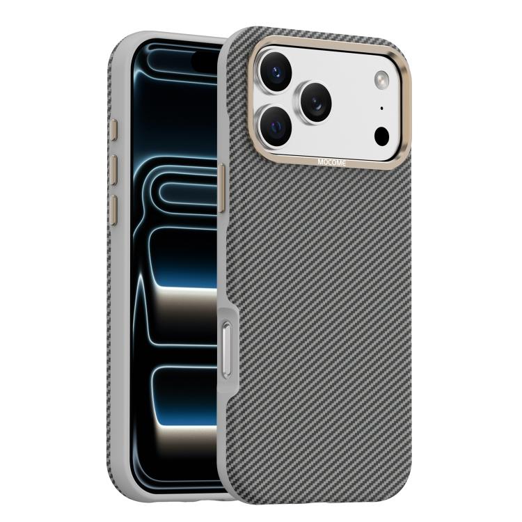 Capa de Telemóvel Magnética Resistente a Choques com Textura de Fibra de Carbono Kevlar Mocome, Para iPhone 17 Pro Max