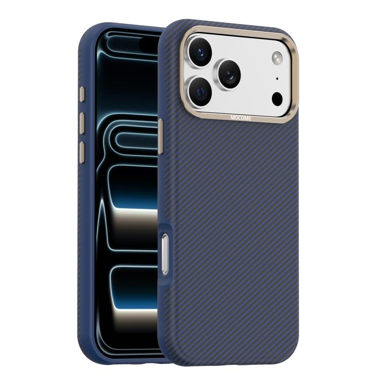 Capa de Telemóvel Magnética Resistente a Choques com Textura de Fibra de Carbono Kevlar Mocome, Para iPhone 17 Pro Max