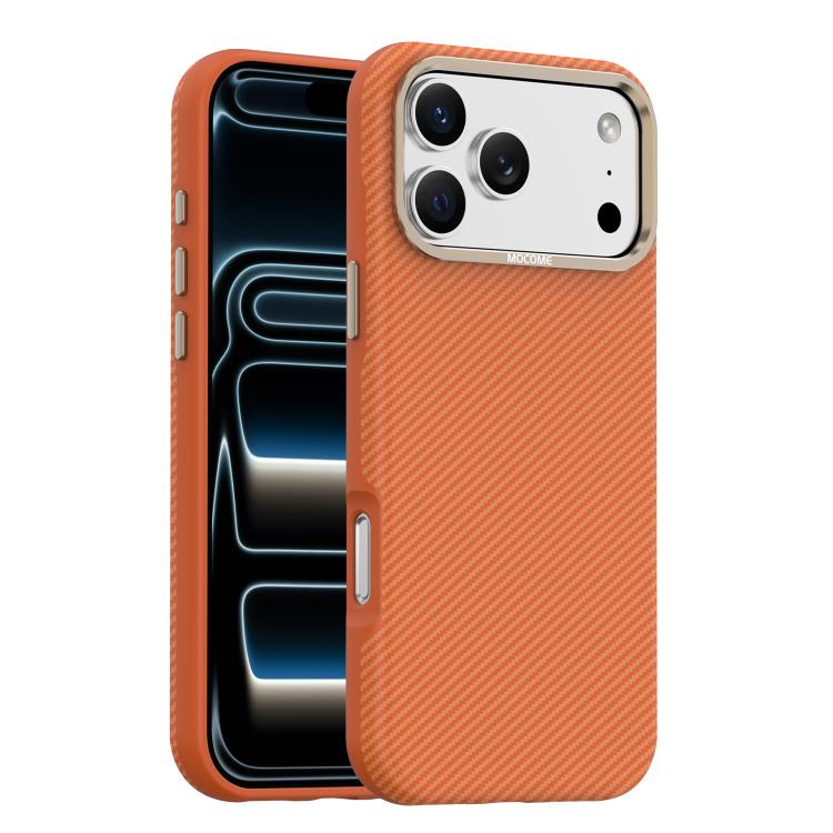 Capa de Telemóvel Magnética Resistente a Choques com Textura de Fibra de Carbono Kevlar Mocome, Para iPhone 17 Pro Max